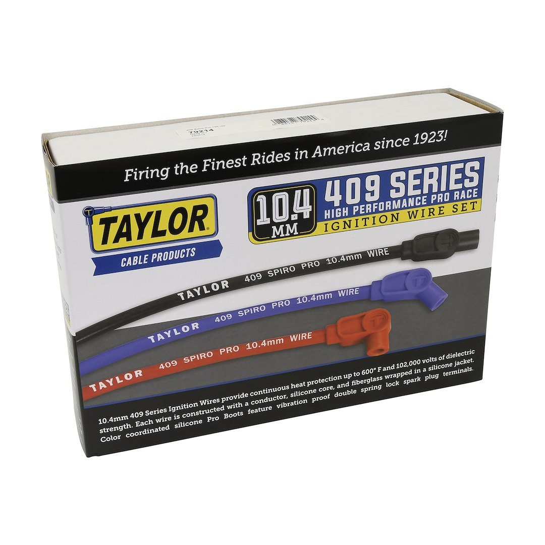 Taylor Cable Spark Plug Wire Set, 409 Race Pro, Pre Assembled, Race Style for Truck Ls Motor with Headers, Red, 10.4 Millimeter Diameter – 79214