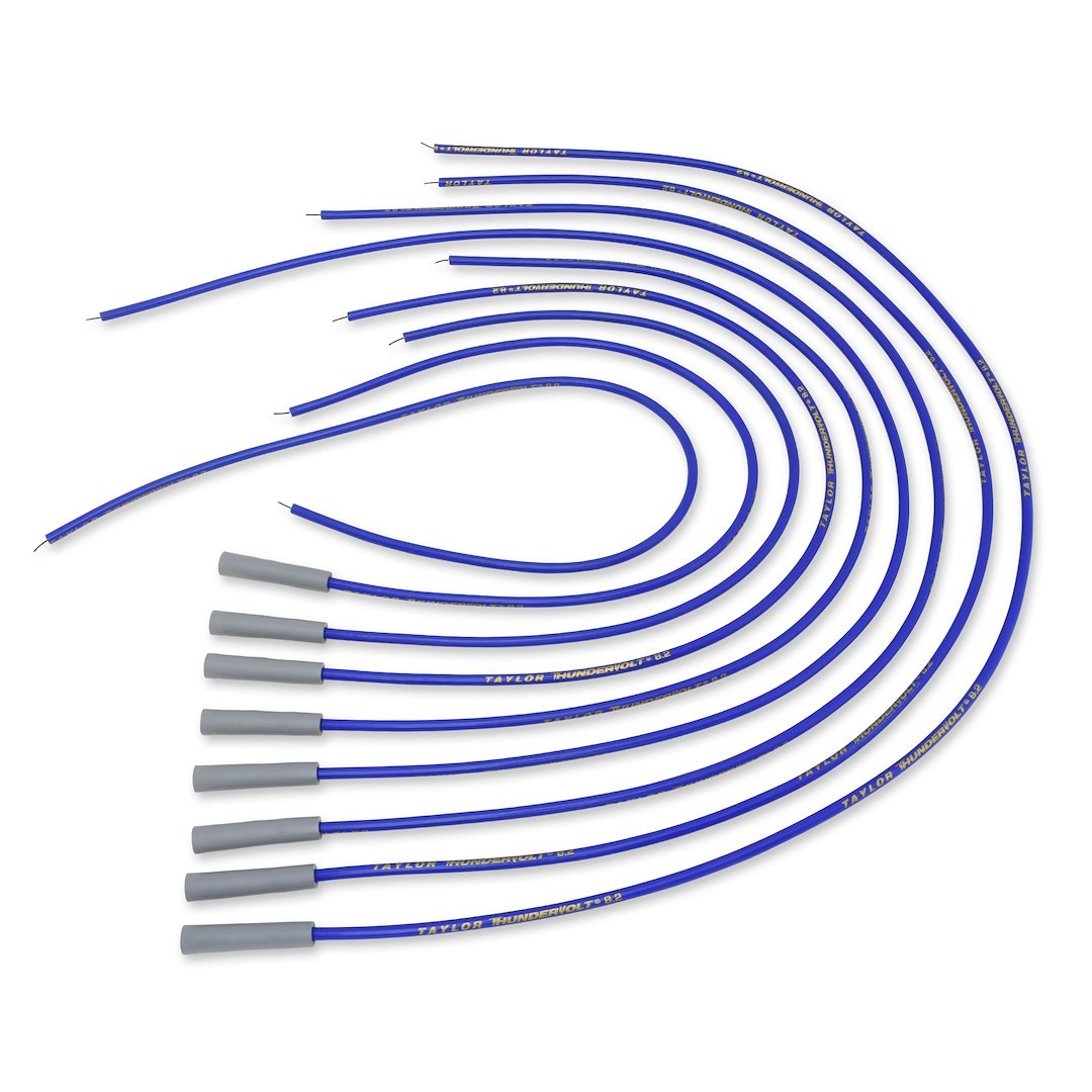 Taylor Cable Spark Plug Wire Set, Thundervolt 8.2 Universal, Unassembled, Blue, 8.2 Millimeter Diameter, Zimplex Silicone – 83655