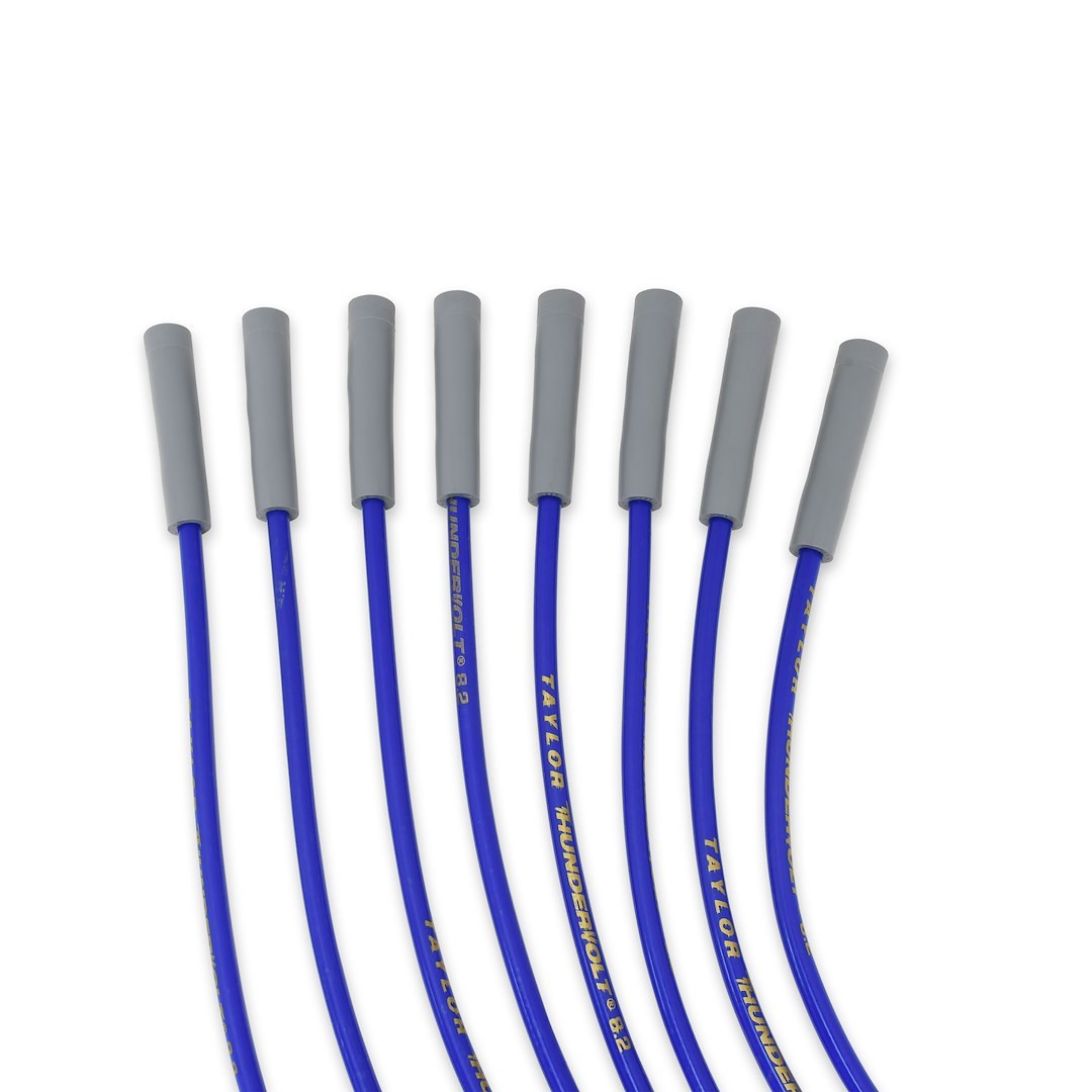 Taylor Cable Spark Plug Wire Set, Thundervolt 8.2 Universal, Unassembled, Blue, 8.2 Millimeter Diameter, Zimplex Silicone – 83655