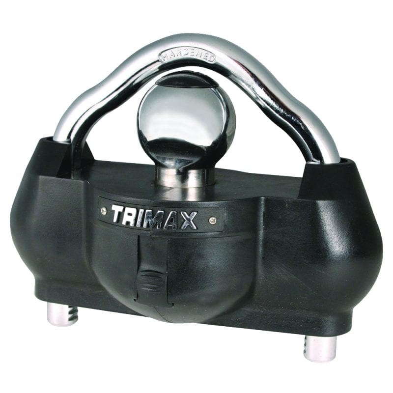 Trimax Trailer Coupler Lock, Hitch Ball and Clamp Type, Fits 1-7/8 Inch/ 2 Inch and 2-5/16 Inch Couplers, With 2071 Key – UMAX100-2073