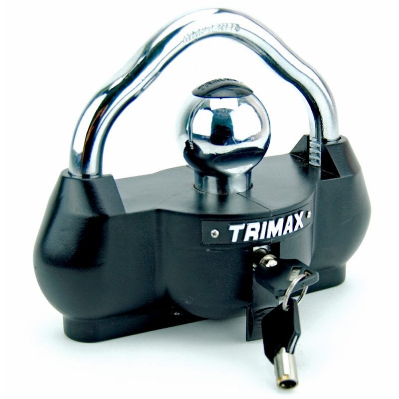 Trimax Trailer Coupler Lock, Hitch Ball and Clamp Type, Fits 1-7/8 Inch/ 2 Inch and 2-5/16 Inch Couplers, With 2071 Key – UMAX100-2073