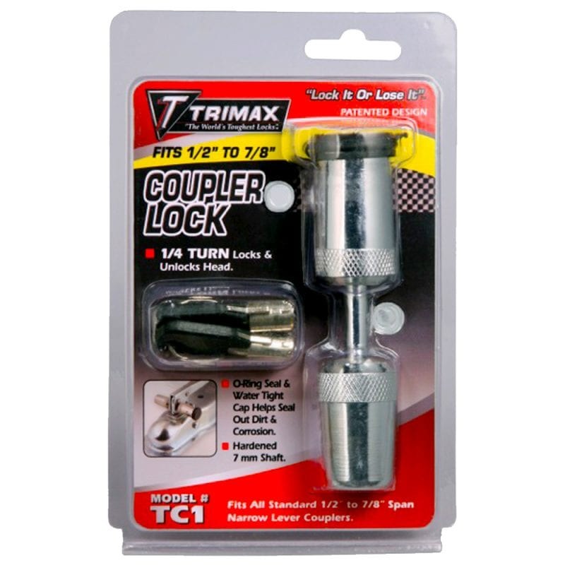 Trimax Trailer Coupler Lock, Barbell Type, 7/8 Inch Span, Stainless Steel, Single – TC1