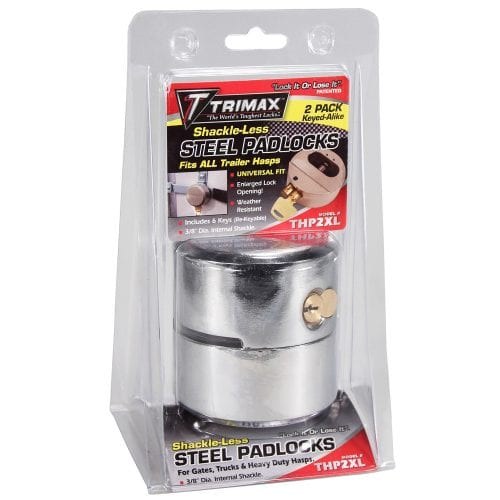 Trimax Trailer Cargo Door Lock, Keyed Alike Hockey Puck Type, Fits All Trailer Hasps, Set of 2, With 6 Keys – THP2XL