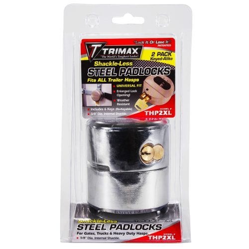 Trimax Trailer Cargo Door Lock, Keyed Alike Hockey Puck Type, Fits All Trailer Hasps, Set of 2, With 6 Keys – THP2XL