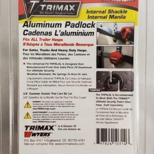 Trimax Padlock, Used for Gates/ Trucks and Heavy Duty Security Hasps, Key Type, 3/8 Inch Shackle Diameter, 2-7/8 Inch Diameter Lock Body – THPXLALRD