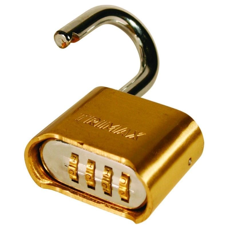 Trimax Padlock, Combination Type, 5/16 Inch Diameter, 2 Inch Width X 2-1/4 Inch Height, General Purpose, Solid Brass Body – TPC225