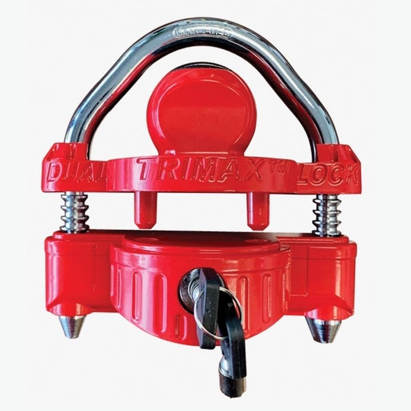 Trimax Trailer Coupler Lock, Hitch Ball and Clamp Type, 1-7/8 Inch to 2-5/16 Inch, Red, Steel Shackle, Single – UMAX25D