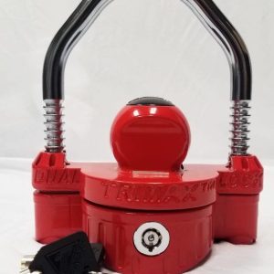Trimax Trailer Coupler Lock, Hitch Ball and Clamp Type, 1-7/8 Inch to 2-5/16 Inch, Red, Steel Shackle, Single – UMAX25D