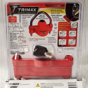 Trimax Trailer Coupler Lock, Hitch Ball and Clamp Type, 1-7/8 Inch to 2-5/16 Inch, Red, Steel Shackle, Single – UMAX25D