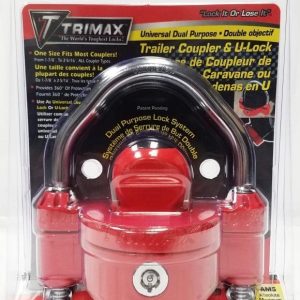 Trimax Trailer Coupler Lock, Hitch Ball and Clamp Type, 1-7/8 Inch to 2-5/16 Inch, Red, Steel Shackle, Single – UMAX25D