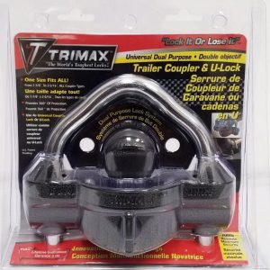 Trimax Trailer Coupler Lock, Deluxe Series, Hitch Ball and Clamp Type, Fits 1-7/8 Inch/ 2 Inch to 2-5/16 Inch Couplers, Black, Die Cast – UMAX50D
