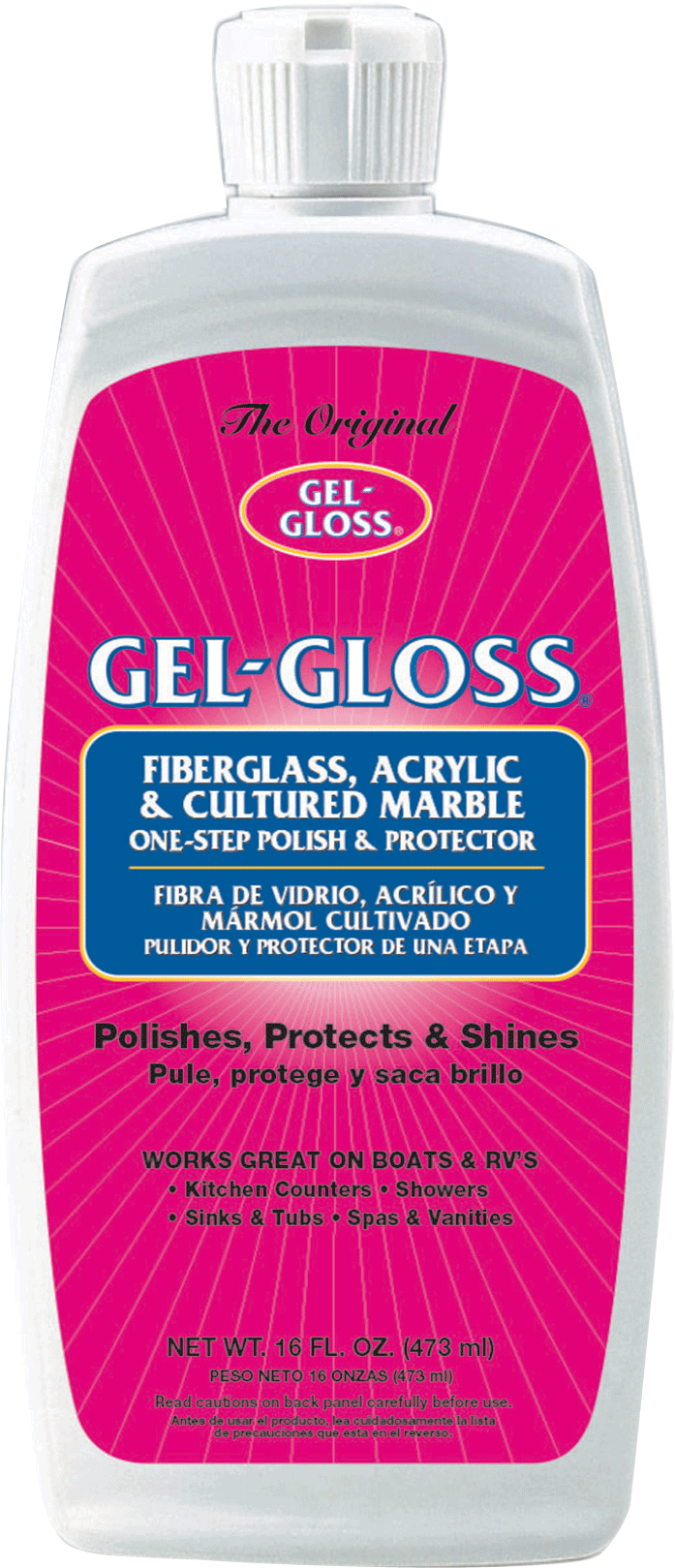 T.r. Industy Multi Purpose Cleaner, Gel-Gloss, Used to Remove Water Spots/ Cleans and Seals Fiberglass and Acrylic Surfaces, 16 Ounce Bottle – GG-16.B