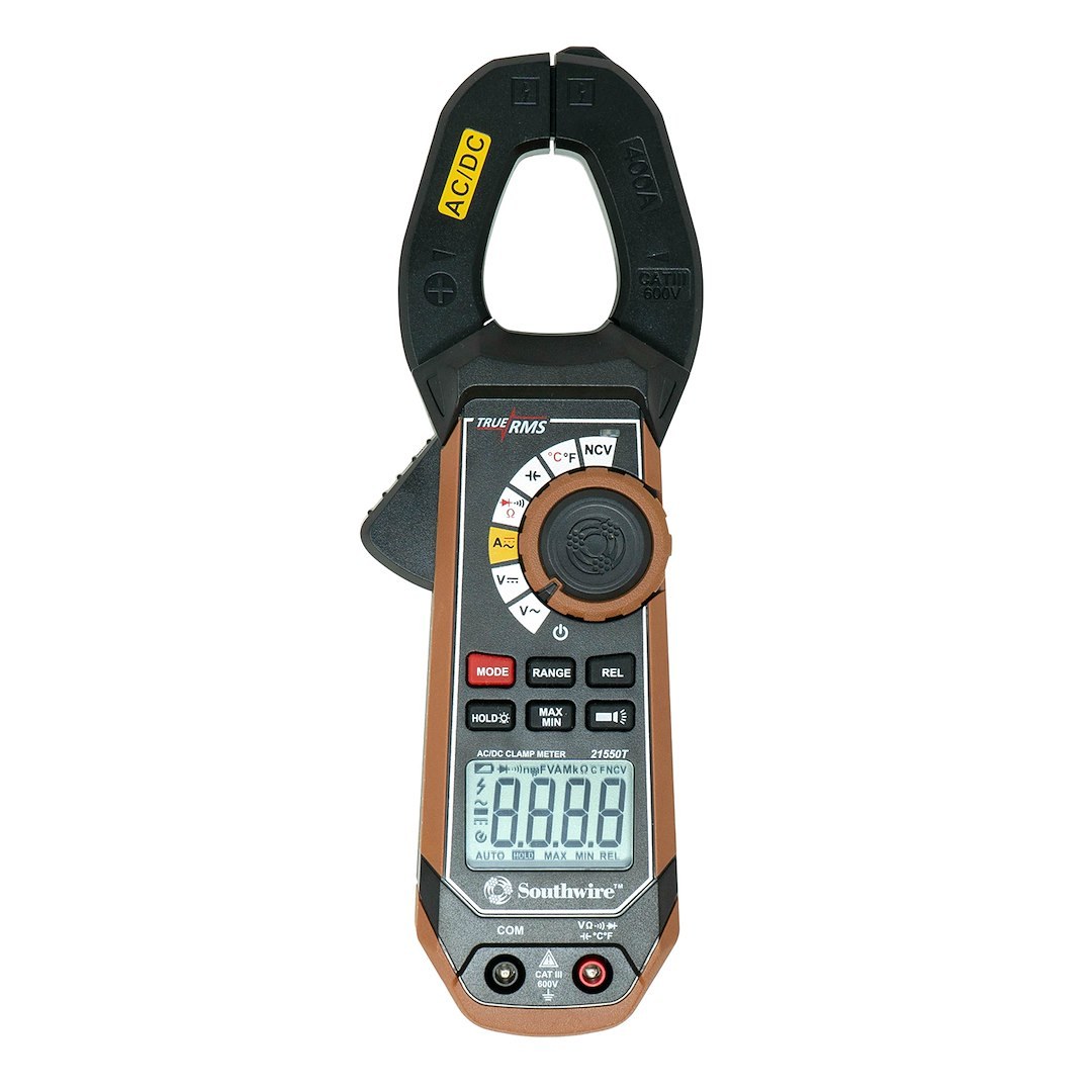 Southwire Circuit Tester, Digital Display, Clamp Meter, Resistance 0.1 to 40 Mega Ohm, 0.01 to 400 Amps AC/ DC – 21550T