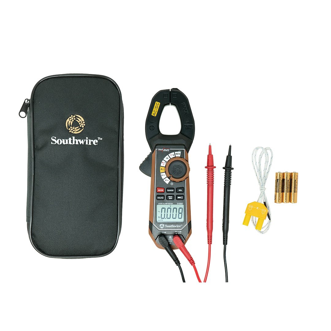 Southwire Circuit Tester, Digital Display, Clamp Meter, Resistance 0.1 to 40 Mega Ohm, 0.01 to 400 Amps AC/ DC – 21550T