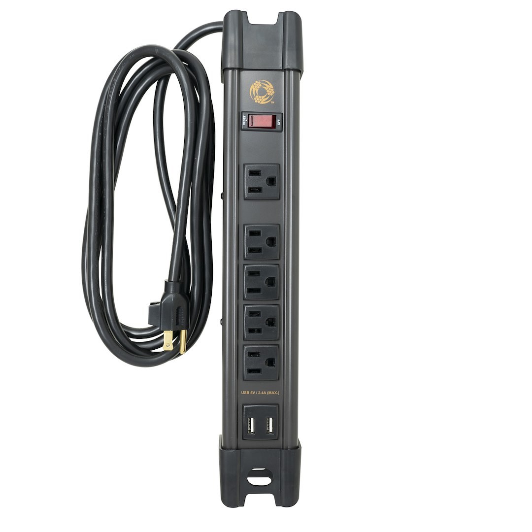 Southwire Extension Cord, 125 Volt AC Extension Cord, 3 Pong, Five Outlet, With 2.4 USB, 15 Amp, 8 Foot Length, Black – 5127