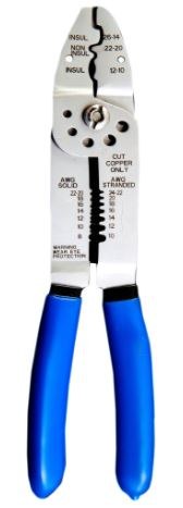 Southwire Wire Stripper, 8 to 22 Gauge Solid/ 10 to 24 Gauge Stranded, 6-IN-1, Strips and Cuts, Blue Handle, Stainless Steel – MP61
