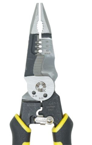 Southwire Pliers, 7-IN-1, 7-1/4 Inch Length, Forged Steel, Spring Loaded Handle, 8 to 16 Gauge Solid/ 10 to 18 Gauge Stranded Wire – S7N1HD