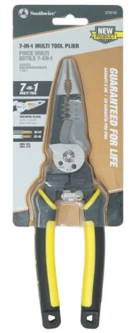 Southwire Pliers, 7-IN-1, 7-1/4 Inch Length, Forged Steel, Spring Loaded Handle, 8 to 16 Gauge Solid/ 10 to 18 Gauge Stranded Wire – S7N1HD