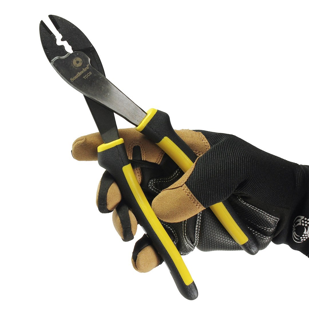 Southwire Pliers, Tapered Nose, 9 Inch Length, Crimping/ Cutting, 10 to 22 Gauge Solid Crimping Capacity, Comfort Grip Handle – TCC9
