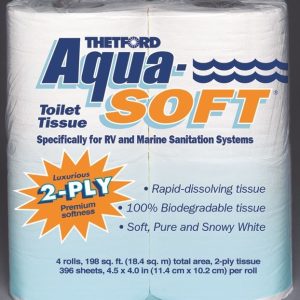 Thetford Toilet Tissue, Aqua-Soft ®, 2 Ply, 4 Roll Pack, 396 Sheets Per Roll – 03300
