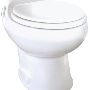 Thetford Toilet, Aria ® Deluxe II, Permanent, High Profile, Elongated Seat with 17-1/2 Inch Seat Height, Push Button Flush Control – 19766