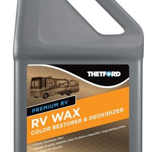 Thetford Car Wax, Liquid Carnauba, Removes Oxidation and Restores Color to Dull Surfaces, 1 Gallon Bottle, Without Applicator Pad – 32523