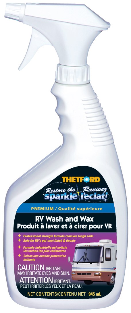 Thetford Car Wash, Liquid, With Wax, 32 Ounce Spray Bottle, With Bilingual Package – 32637
