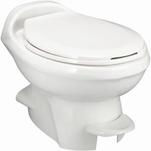 Thetford Toilet, Aqua-Magic ® Style Plus, Permanent, Low Profile, Round Seat with 12-15/16 Inch Seat Height, Pedal Flush Control – 34434