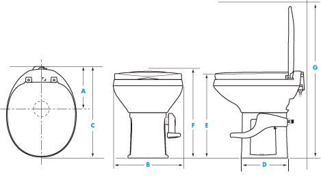 Thetford Toilet, Aqua Magic ® Residence, Permanent, High Profile, Round Seat with 18 Inch Seat Height, Pedal Flush Control, Full Bowl Flush – 42171