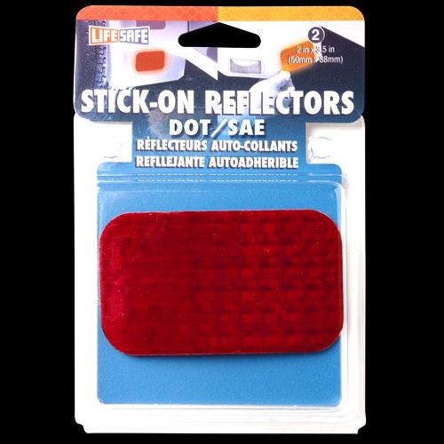 Top Tape Reflector, Red Lens, 2 Inch X 3-1/2 Inch Rectangular, Peel and Stick, 2 Reflectors Per Pack – RE7071