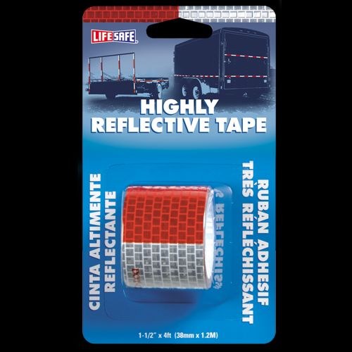 Top Tape Reflective Tape, Light Reflective, 1-1/2 Inch Width X 4 Foot Length Roll, Red and Silver – RE800