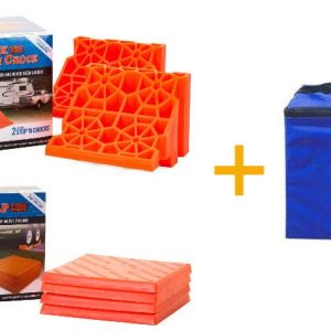 Tri-Lynx Trailer Leveling Kit, With Four 00019 Leveling Block/ Two 00018 Wheel Chock/ Lynax Blue Bag – 00071