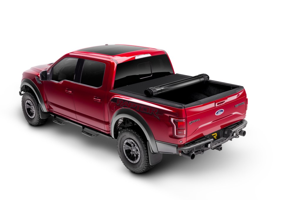 TruXedo Tonneau Cover, Sentry Ct, Hard Roll-Up, Non Lockable, Black Matte, Woven Fabric Over Black Aluminum Slats – 1598316
