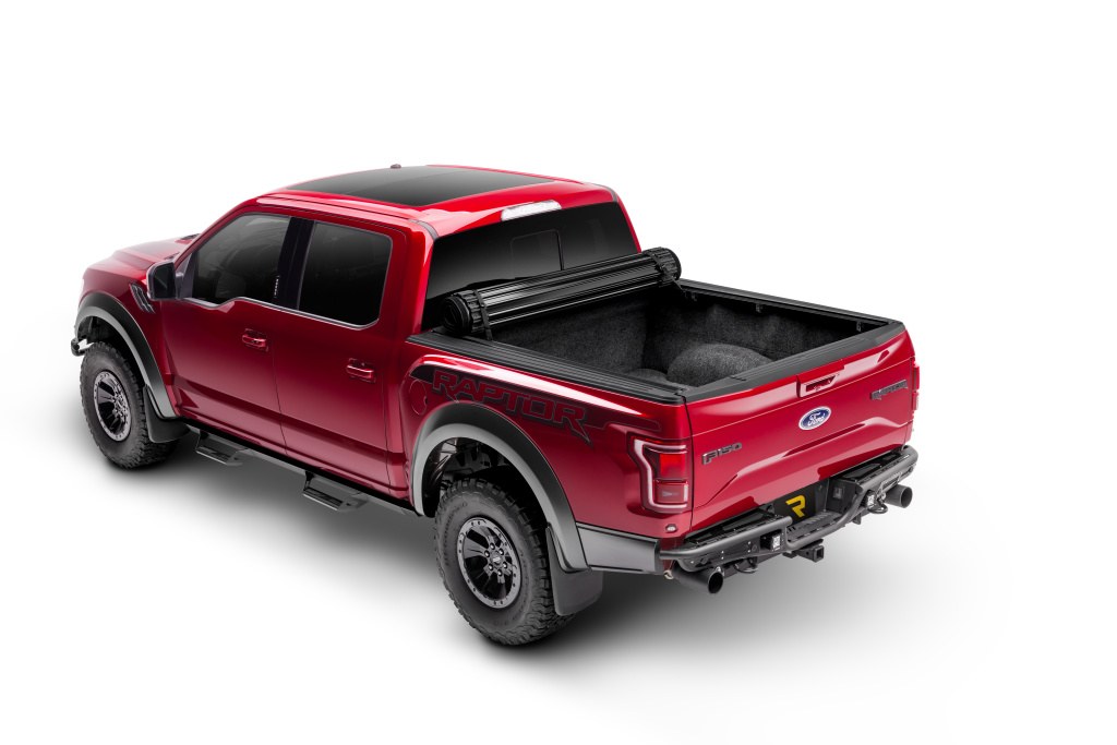 TruXedo Tonneau Cover, Sentry Ct, Hard Roll-Up, Non Lockable, Black Matte, Woven Fabric Over Black Aluminum Slats – 1598316