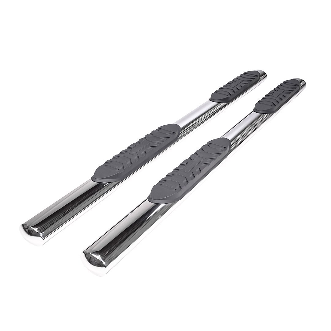 TrailFX Nerf Bar, Tfx 4″ Oval Tube Side Steps, With Step Pads, 4 Inch Oval Straight, Polished, Stainless Steel, With Welded End Caps – 2930313041