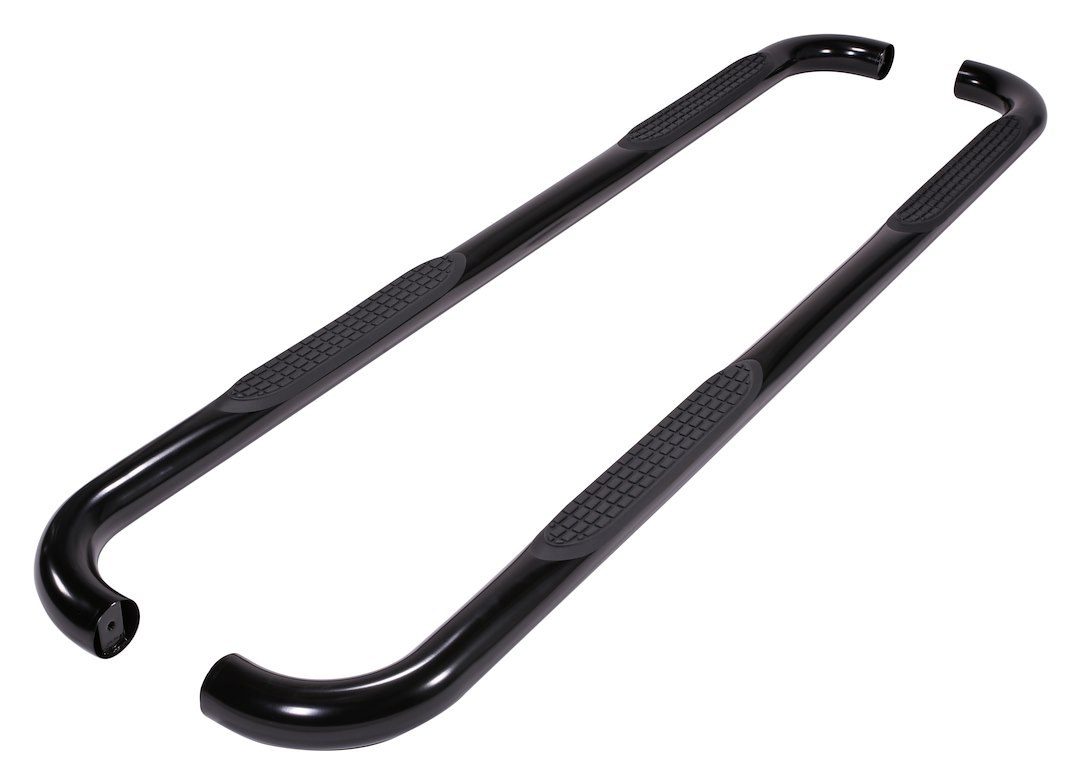 TrailFX Nerf Bar, Tfx Round Tube Side Steps, With Step Pads, 3 Inch Round Bent, Powder Coated, Black, Steel, Without End Caps – A0064B
