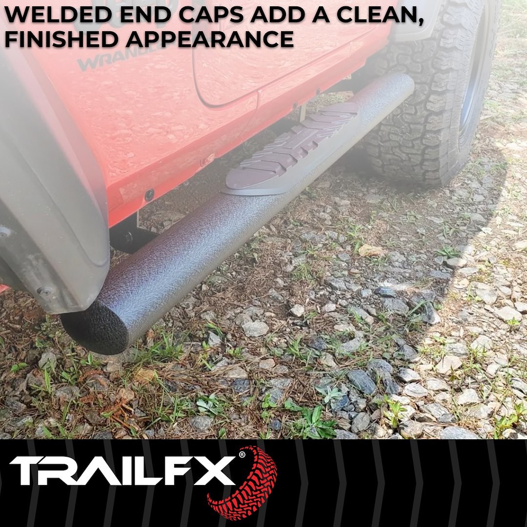 TrailFX Nerf Bar, Tfx 4″ Oval Tube Side Steps, With Step Pads, 4 Inch Oval Straight, Powder Coated, Titanium Matte Black, Steel – A1561T
