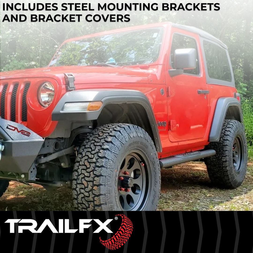 TrailFX Nerf Bar, Tfx 4″ Oval Tube Side Steps, With Step Pads, 4 Inch Oval Straight, Powder Coated, Titanium Matte Black, Steel – A1561T