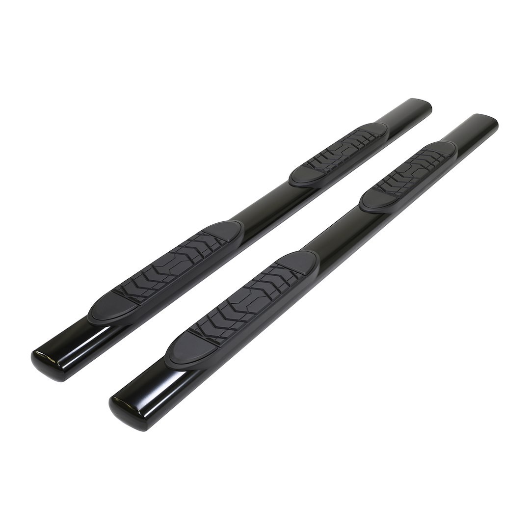 TrailFX Nerf Bar, Tfx 5″ Oval Straight Side Bars, With Step Pads, With Bed Step, 5 Inch Oval Straight, Powder Coated, Black, Steel – A7100T