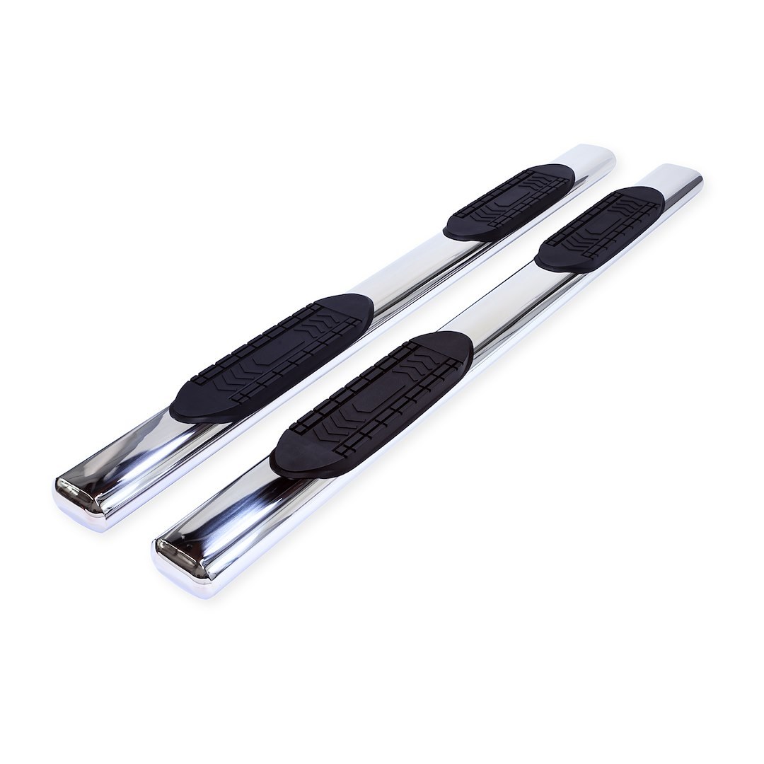 TrailFX Nerf Bar, Tfx 6″ Oval Straight Side Bars, With Step Pads, 6 Inch Oval Straight, Polished, Stainless Steel, With Welded End Caps – A8254S