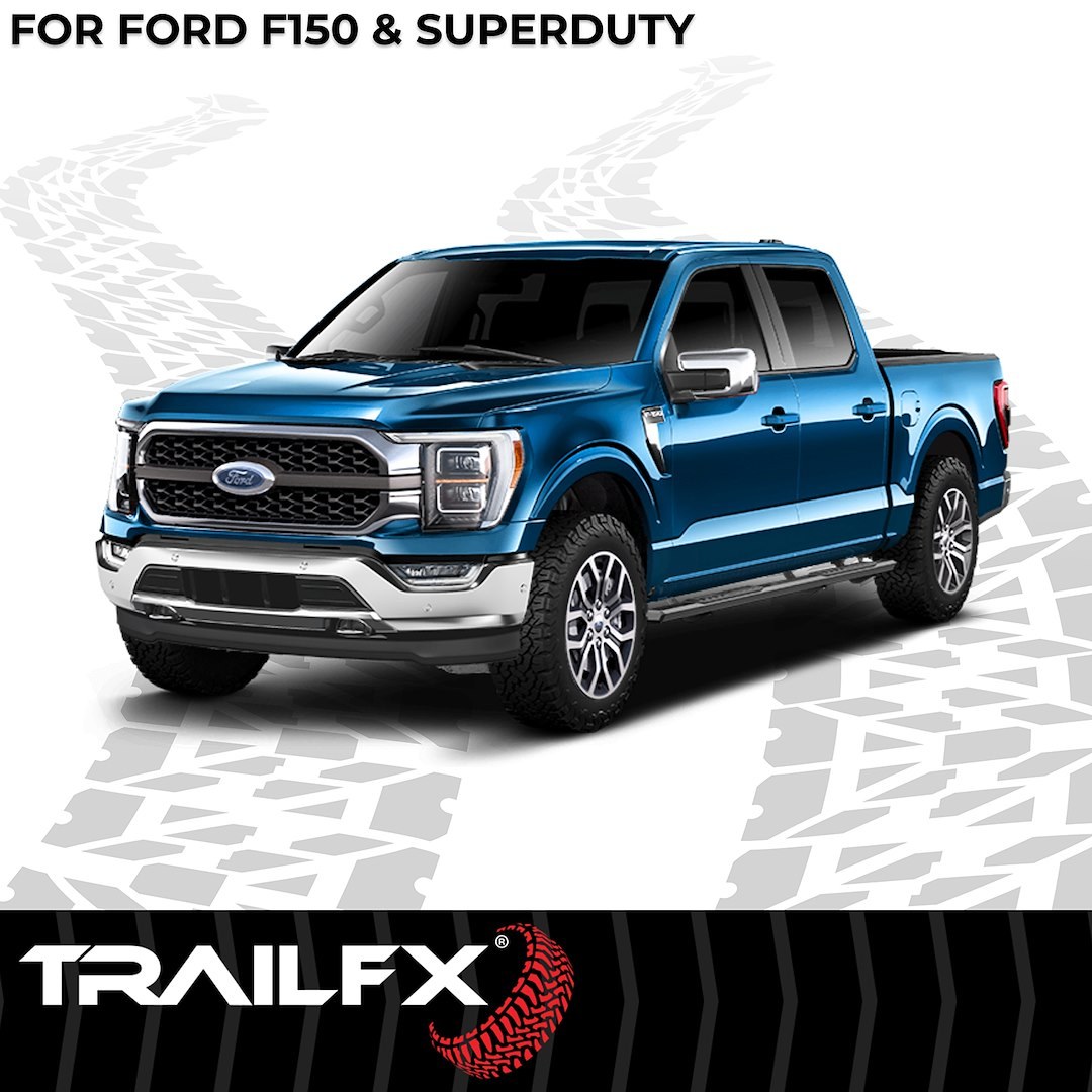 TrailFX Nerf Bar, Trailfx A4 Series, With Step Pads, 4-1/2 Inch Hexagonal Straight, Powder Coated, Titanium Black, Aluminum – AL4012B