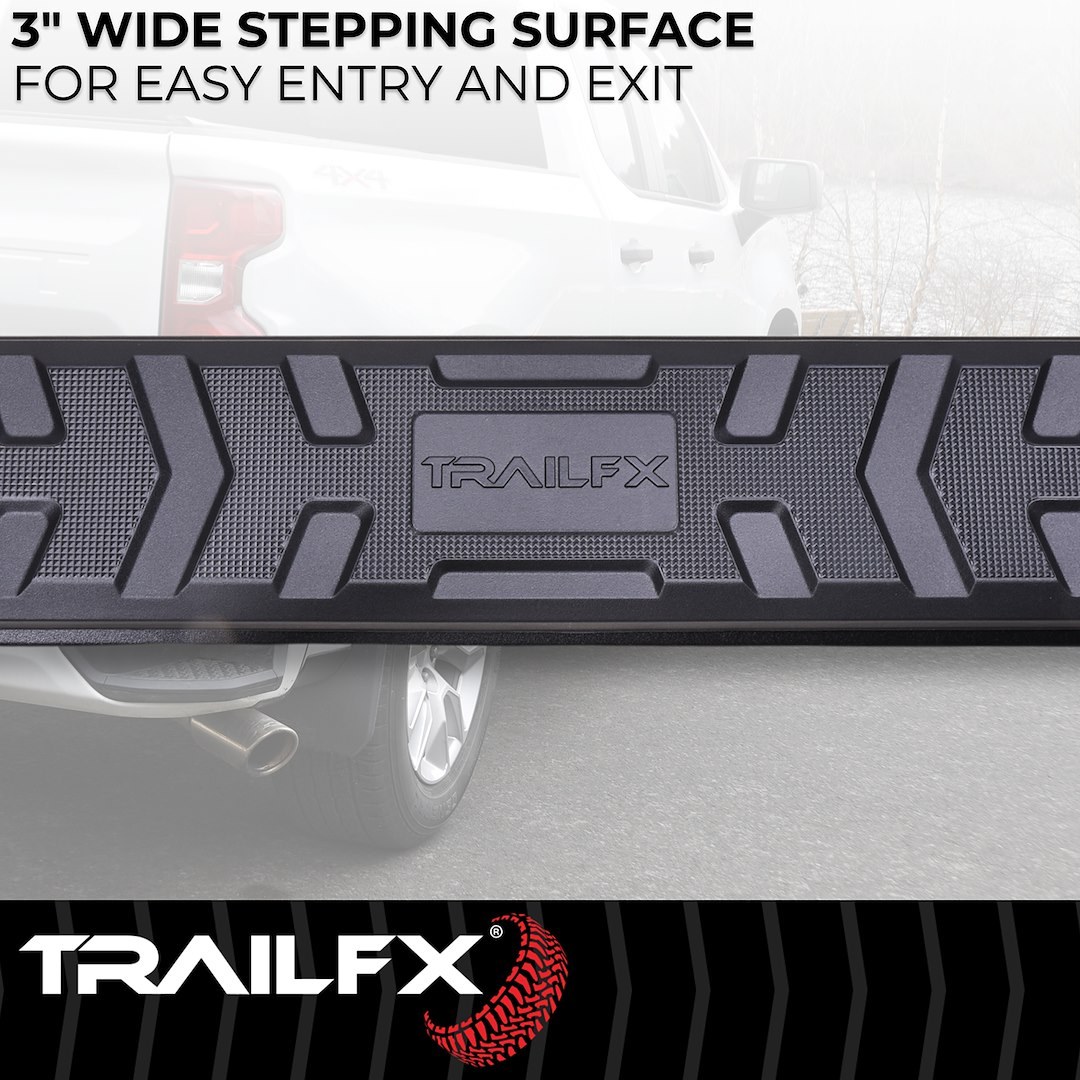 TrailFX Nerf Bar, Trailfx A4 Series, With Step Pads, 4-1/2 Inch Hexagonal Straight, Powder Coated, Titanium Black, Aluminum – AL4012B