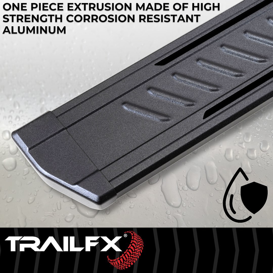 TrailFX Running Board, Trailfx A6 Series, With 6-1/2 Inch Wide Step Area, Powder Coated, Titanium Black, Aluminum – AL6005B