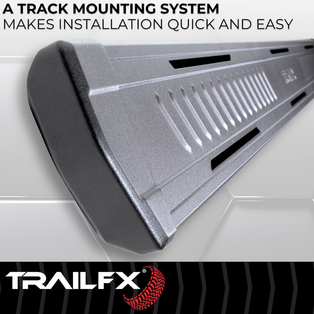 TrailFX Running Board, Trailfx A6 Series, With 6-1/2 Inch Wide Step Area, Powder Coated, Titanium Black, Aluminum – AL6007B