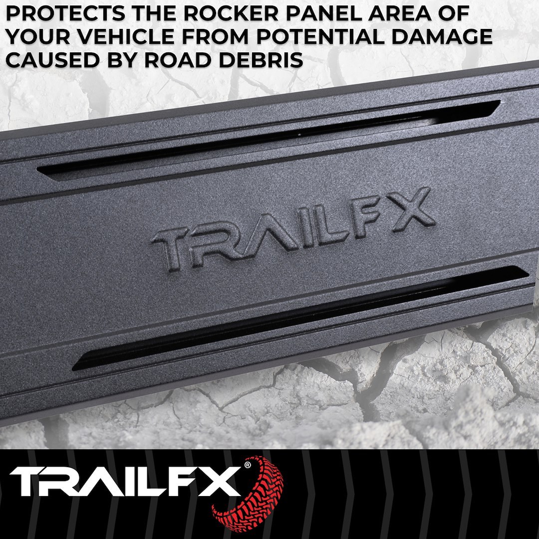 TrailFX Running Board, Trailfx A6 Series, With 6-1/2 Inch Wide Step Area, Powder Coated, Titanium Black, Aluminum – AL6019B