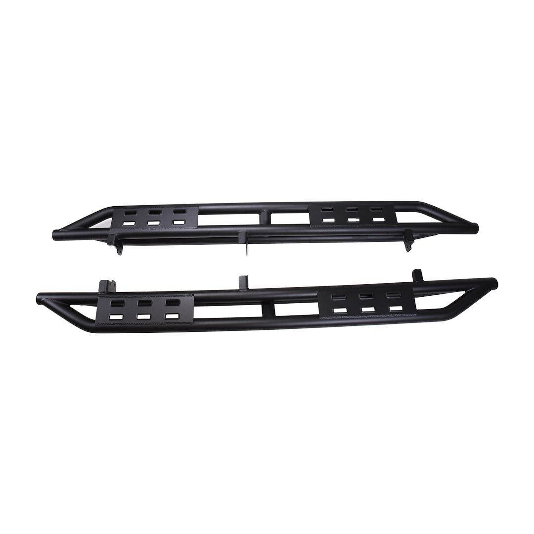 TrailFX Rocker Panel Guard, Trailfx Rocker Guard Steps, Round Tube, Bolt on, Powder Coated, Matte Black, Steel, With Two Step Area Per Bar – BR011T