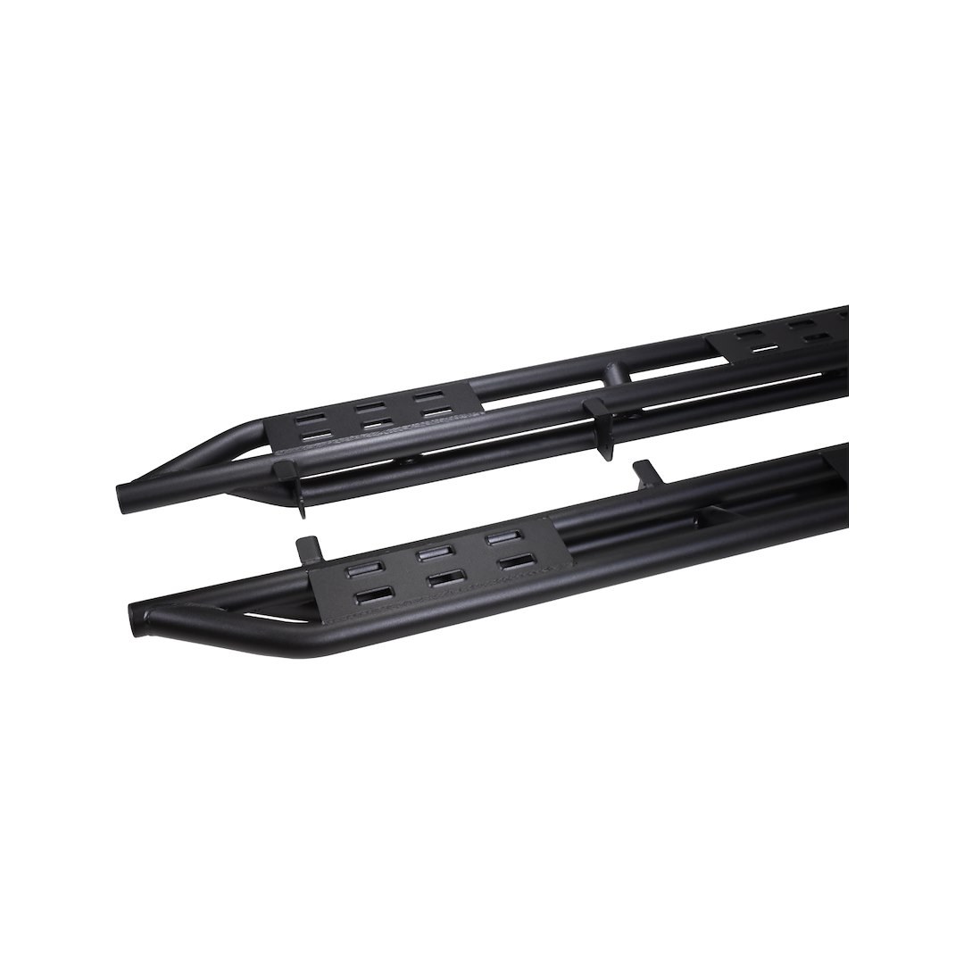 TrailFX Rocker Panel Guard, Trailfx Rocker Guard Steps, Round Tube, Bolt on, Powder Coated, Matte Black, Steel, With Two Step Area Per Bar – BR011T
