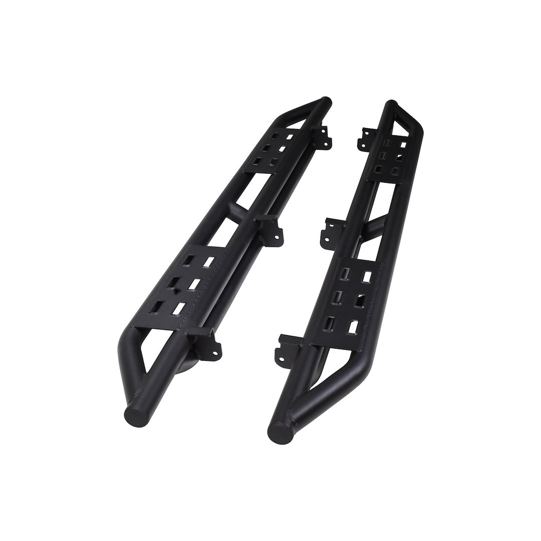 TrailFX Rocker Panel Guard, Trailfx Rocker Guard Steps, Round Tube, Bolt on, Powder Coated, Matte Black, Steel, With One Step Area Per Bar – BR012T