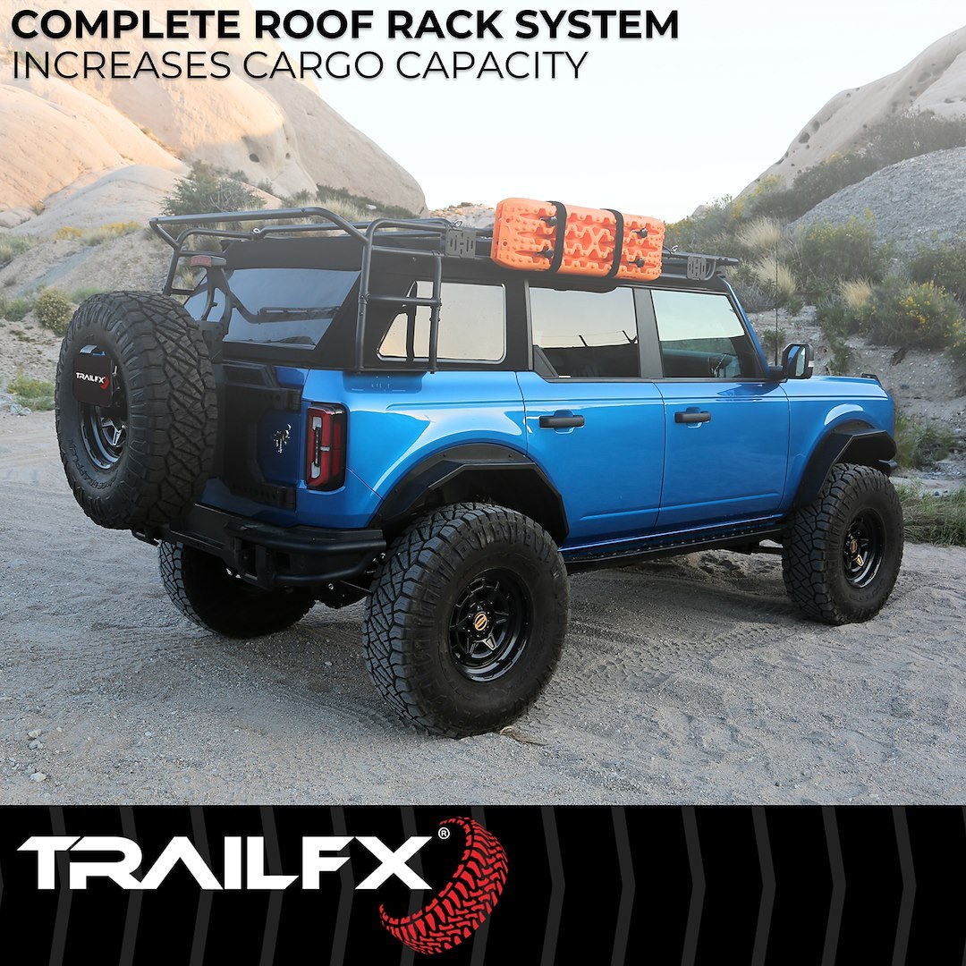 TrailFX Roof Rack, Steel, 300 Pound Dynamic Capacity, 600 Pound Static Capacity, Bolt-On Mount, Textured Black Powder Coat – BR015T