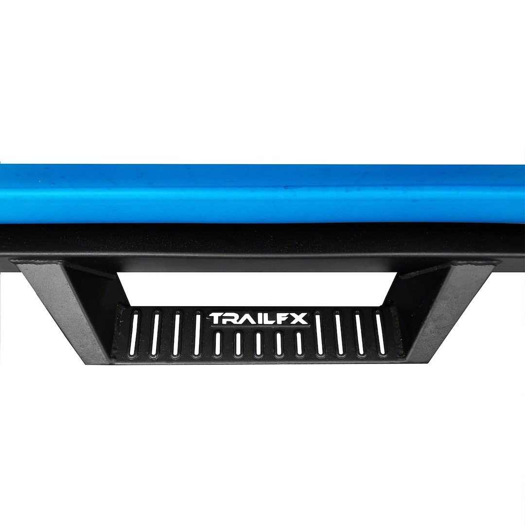 TrailFX Nerf Bar, Tfx Drop Hoop Steps, With Drop Down Steps, Square Straight, Powder Coated, Matte Black, Steel, Finished End Caps – DHS023B